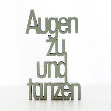 Goldfisch Spielzeug Geschenke Buchstaben Schriftzug Augen zu und tanzen