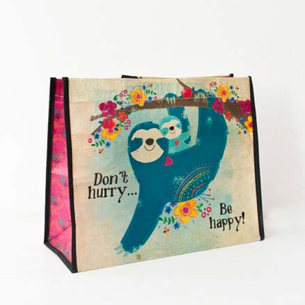 Goldfisch don't hurry be happy Tasche natural life sloth faultier